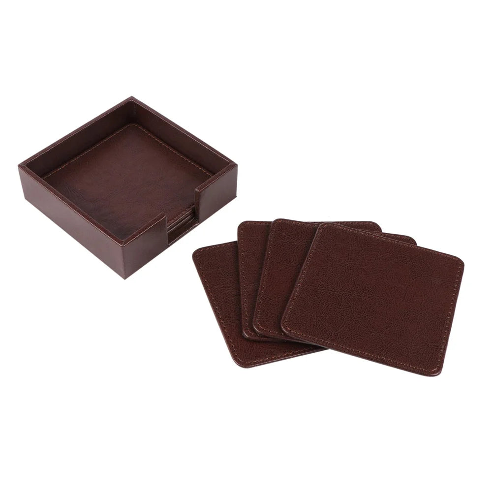 Corporate Leather Coaster Set
