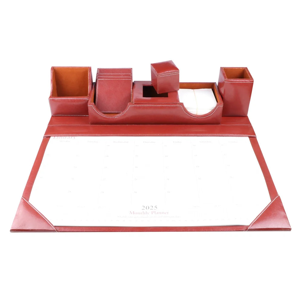 Leather Desk Pad Organizer Set