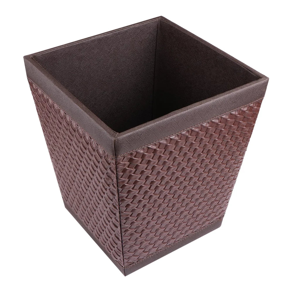 Woven Leather Waste Bin