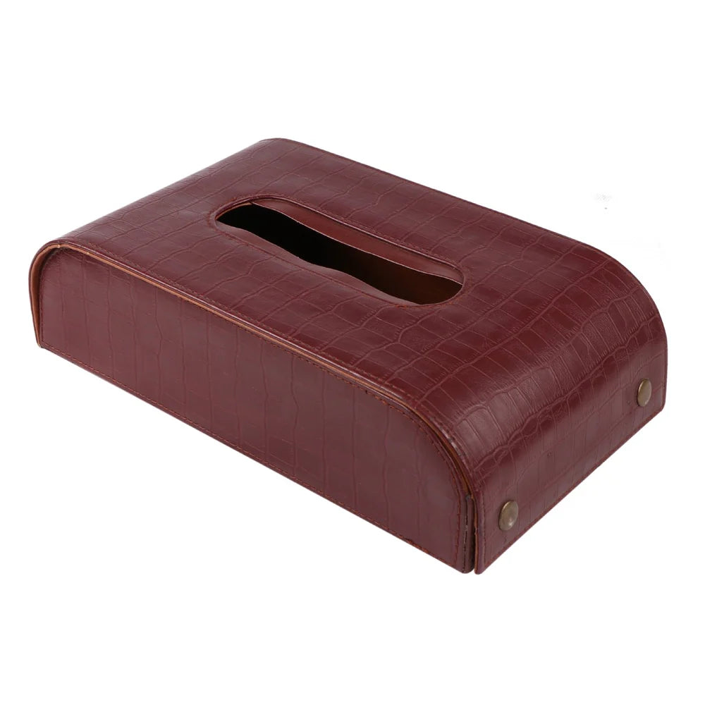 Croc Leather Tissue Box – Brown