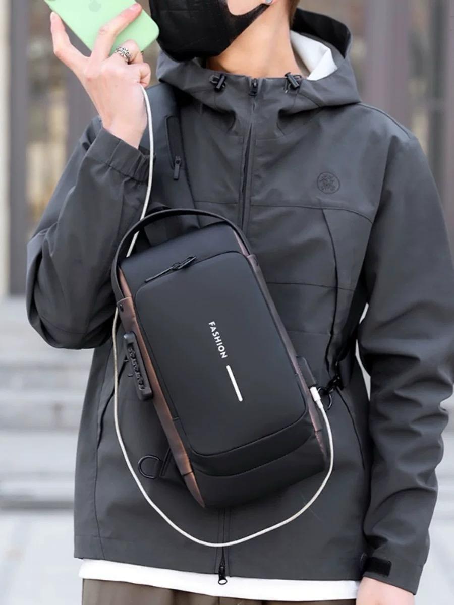 Weirvi Multi-Functional Anti-Theft Shoulder Bag Combination Lock And Waterproof Chest Bags USB Charging Port Cross Body Bag