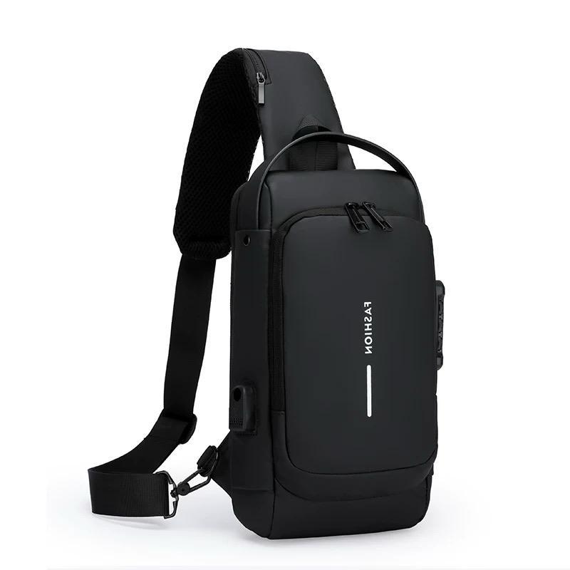 Multi-Functional Anti-Theft Shoulder Bag Combination Lock And Waterproof Chest Bags USB Charging Port Sling Shoulder Bag
