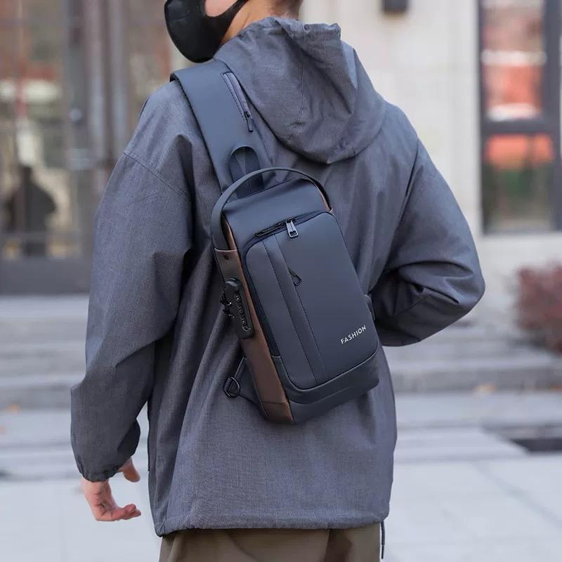 Weirvi Multi-Functional Anti-Theft Shoulder Bag Combination Lock And Waterproof Chest Bags USB Charging Port Sling Bag