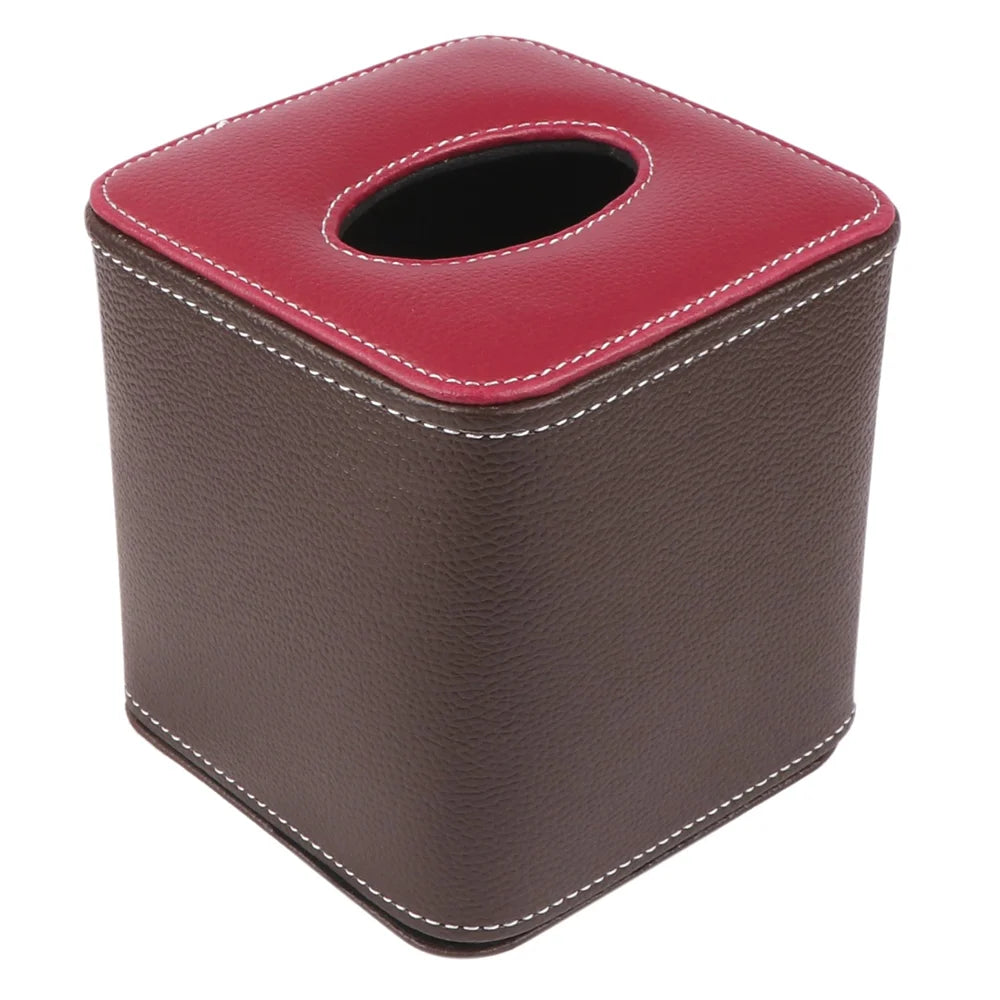 Executive Two-Tone Leather Tissue Box
