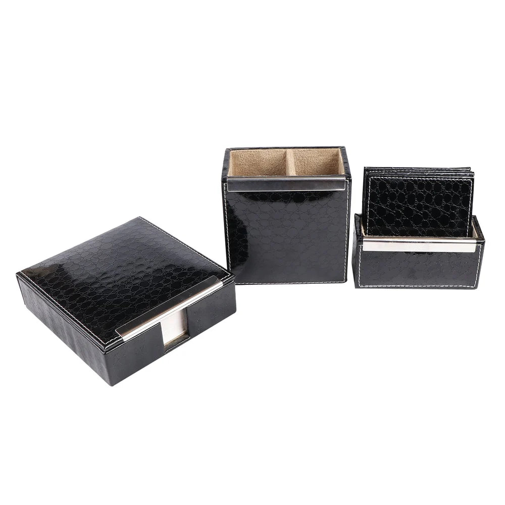 Premium Crocodile Finish Desk Organizer Set