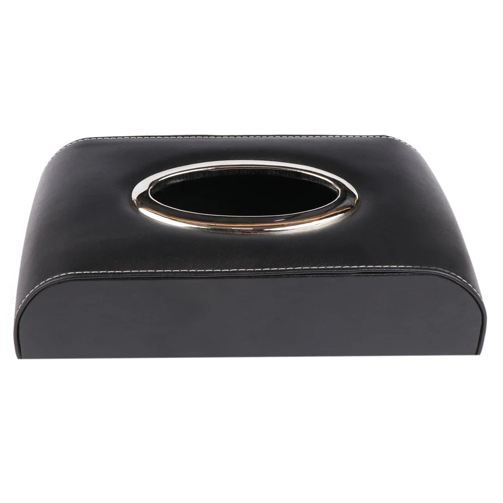 Executive Leather Tissue Box with Metal Ring