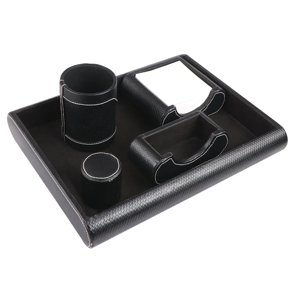 Executive Leather Desk Organizer Set – 5 Piece
