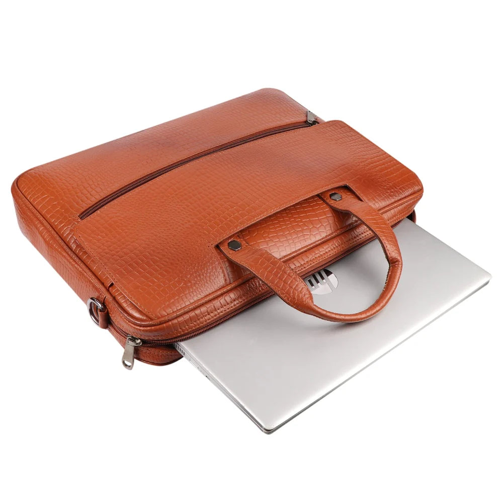 Tan Pure Leather Laptop Bag
