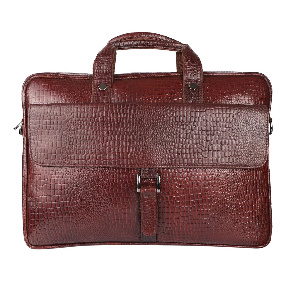 Croc Leather Laptop Bag
