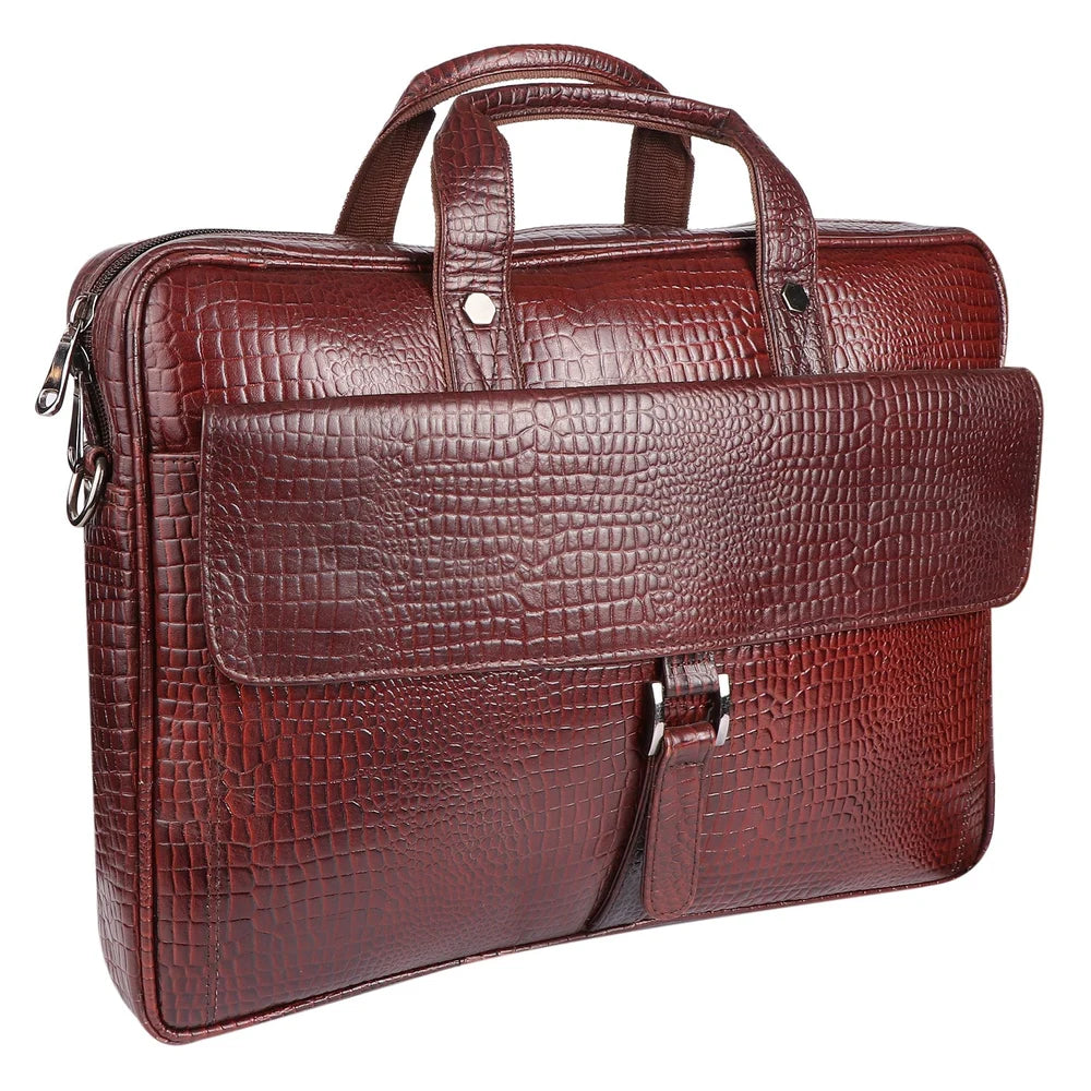 Croc Leather Laptop Bag