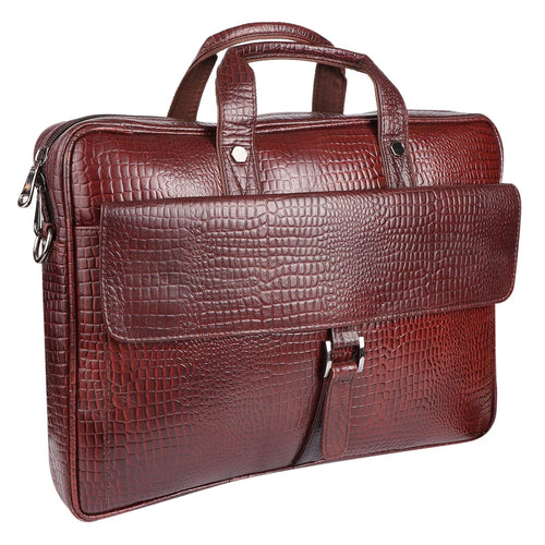 Croc Leather Laptop Bag