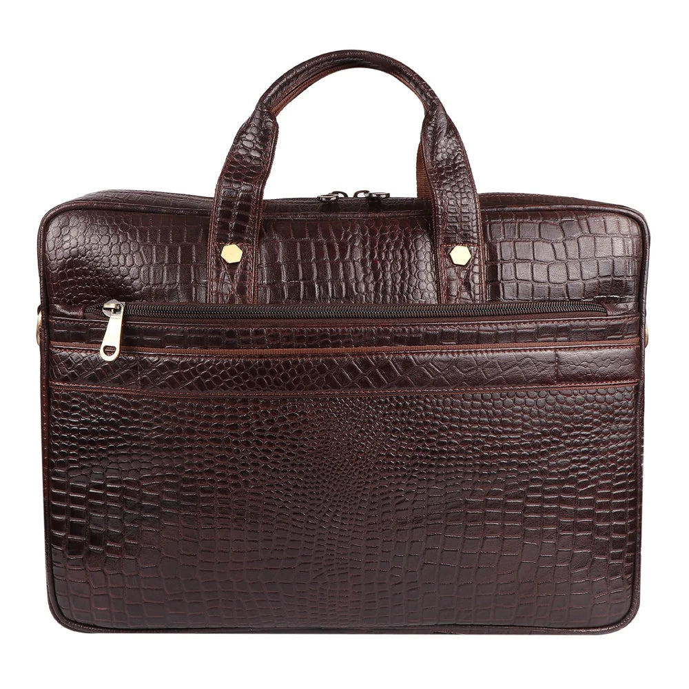 Croc Leather Laptop Bag