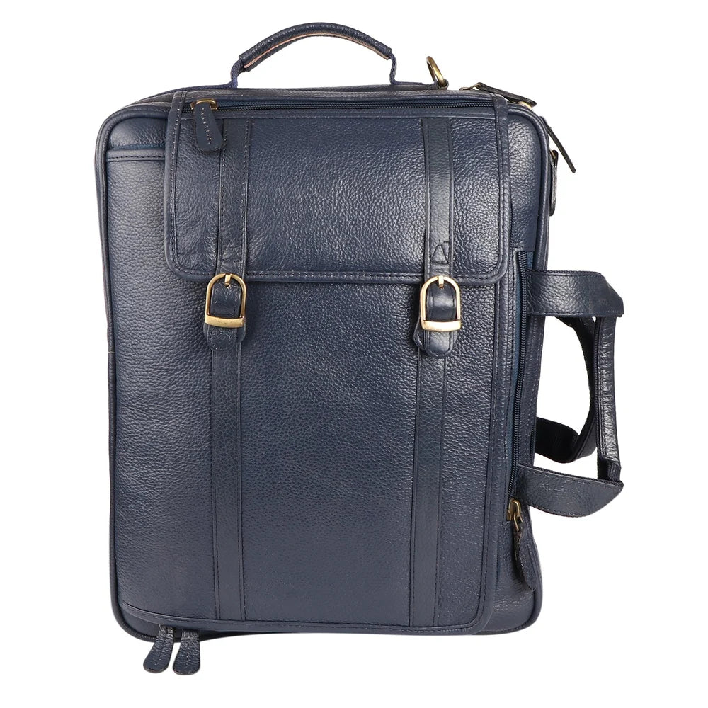 Blue Premium Laptop Leather Bag