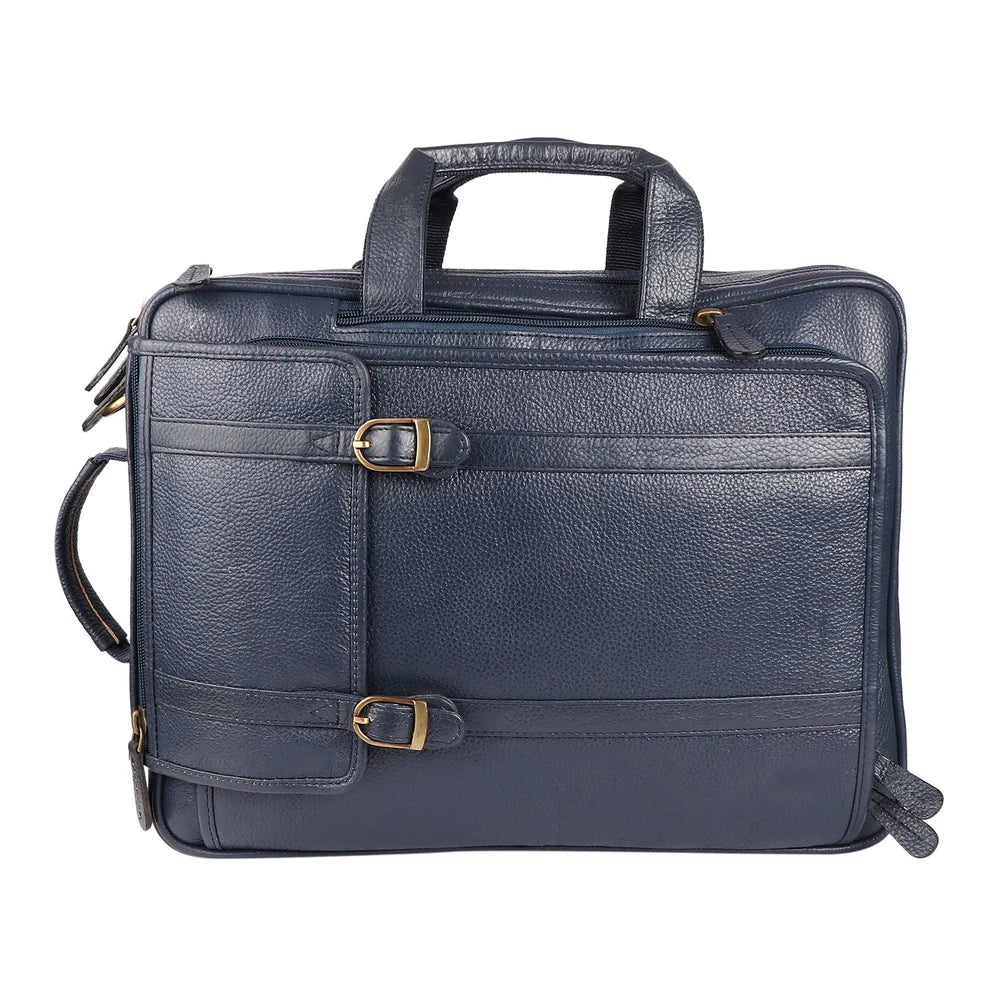 Blue Premium Laptop Leather Bag