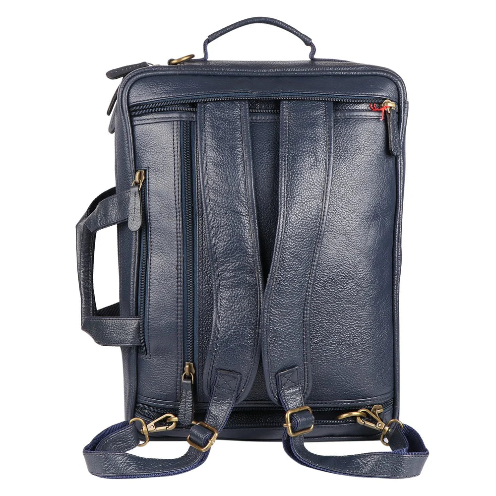 Blue Premium Laptop Leather Bag