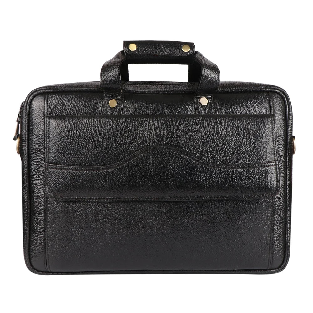 Weirvi Elite Black Leather Office Briefcase