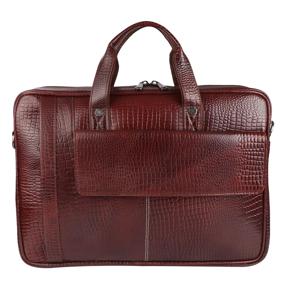 Classic Brown Leather Office Laptop Bag