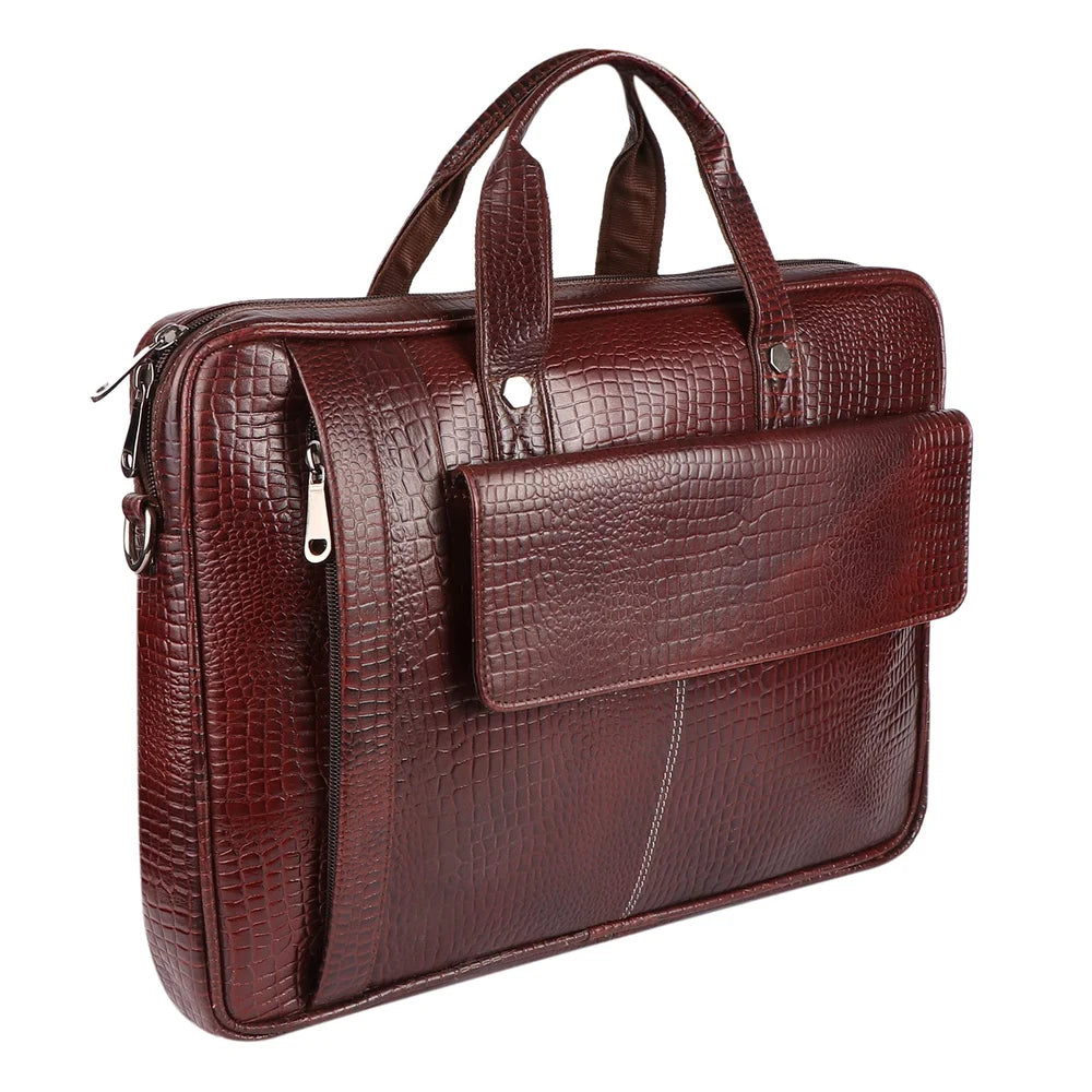 Classic Brown Leather Office Laptop Bag