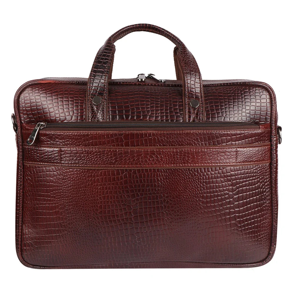 Classic Brown Leather Office Laptop Bag