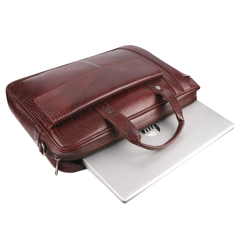 Classic Brown Leather Office Laptop Bag